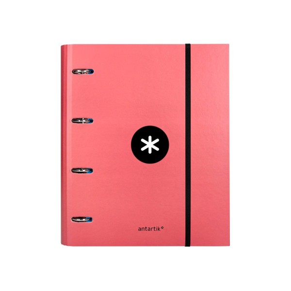 Carpeta con recambio liderpapel antartik a4 cuadro 5mm forrada 4 anillas 40mm redondas color coral