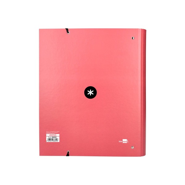 Carpeta con recambio liderpapel antartik a4 cuadro 5mm forrada 4 anillas 40mm redondas color coral