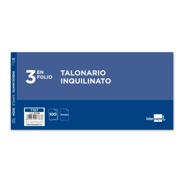 Talonario liderpapel inquili- nato tres del folio 107 -con condiciones