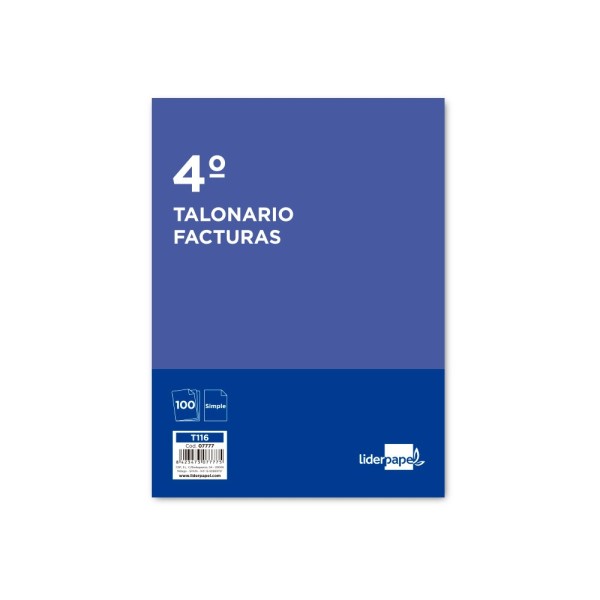 Talonario liderpapel facturas cuarto -con iva- 116