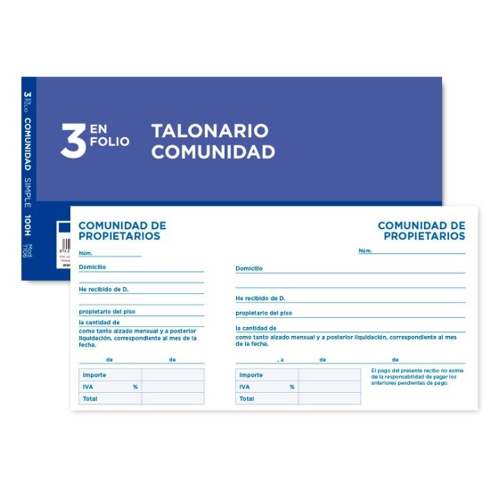 Talonario liderpapel comunidad tres del folio 106 -con iva