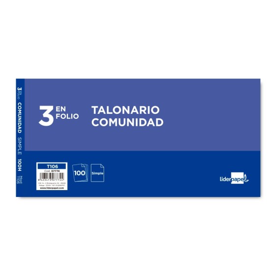 Talonario liderpapel comunidad tres del folio 106 -con iva
