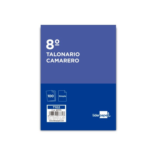 Talonario liderpapel camarero octavo -sin iva- 102
