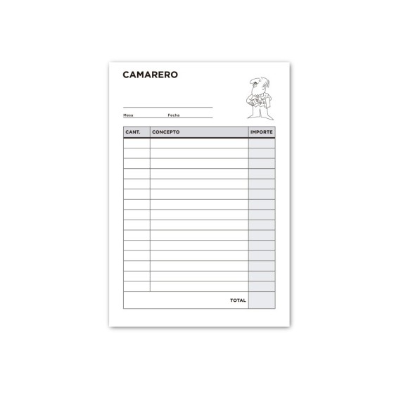 Talonario liderpapel camarero octavo -sin iva- 102