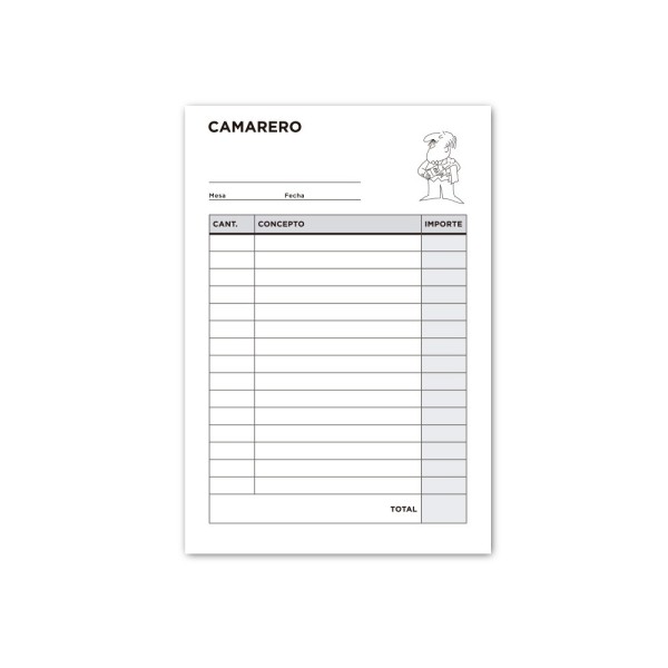 Talonario liderpapel camarero octavo -sin iva- 102