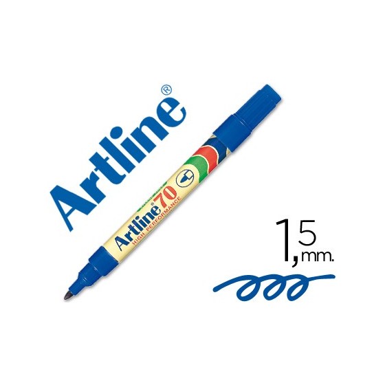 Rotulador artline marcador permanente ek-70 azul punta redonda 1.5 mm papel metal y cristal