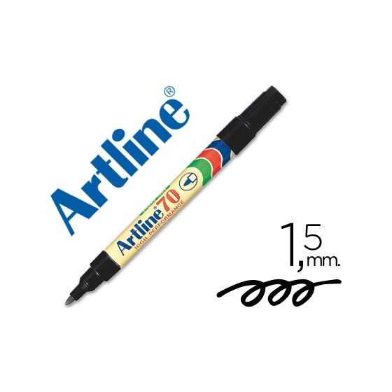 Rotulador artline marcador permanente ek-70 negro punta redonda 1.5 mm papel metal y cristal