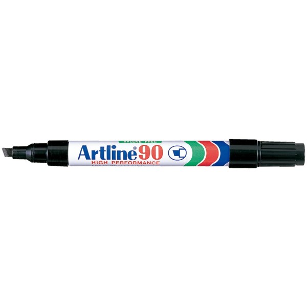 Rotulador artline marcador permanente ek-90 negro punta biselada 5 mm papel metal y cristal