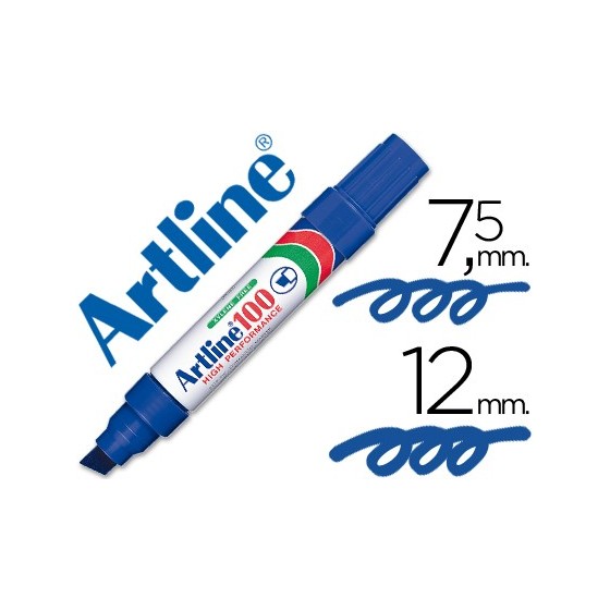 Rotulador artline marcador permanente 100 azul punta biselada