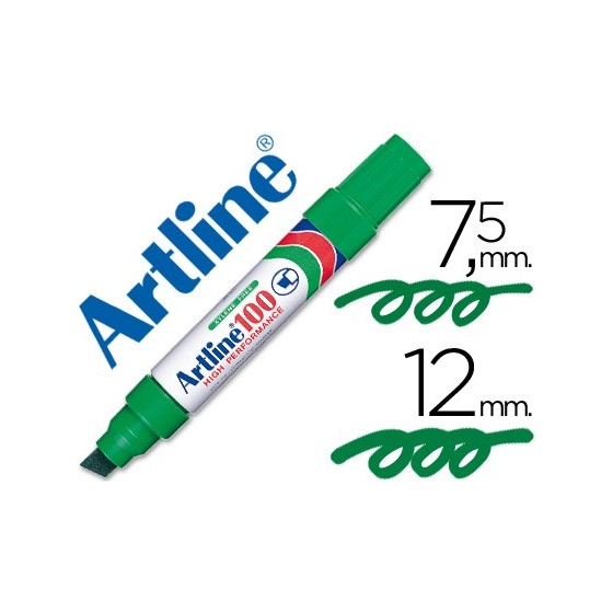 Rotulador artline marcador permanente 100 verde punta biselada