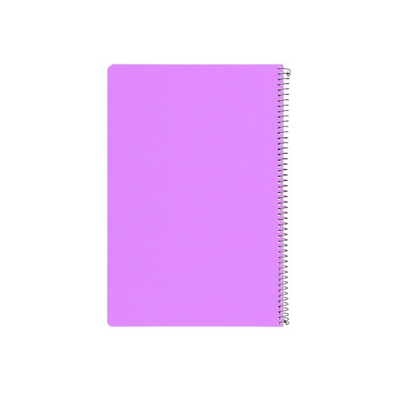 Cuaderno espiral liderpapel folio pautaguia tapa plastico 80h 75gr cuadro pautado 3mm con margen color violeta