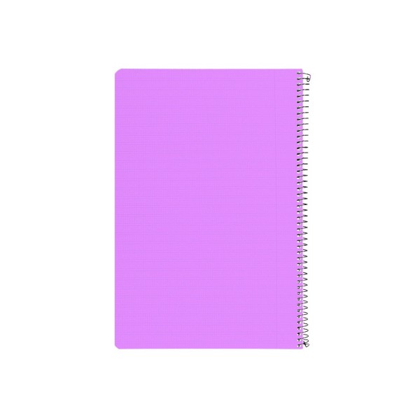 Cuaderno espiral liderpapel folio pautaguia tapa plastico 80h 75gr cuadro pautado 3mm con margen color violeta
