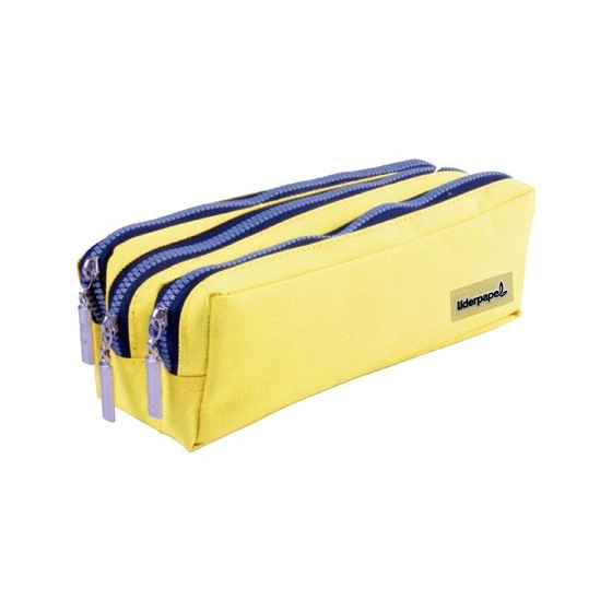 Bolso escolar liderpapel portatodo rectangular 3 bolsillos amarillo pastel 185x80x70 mm