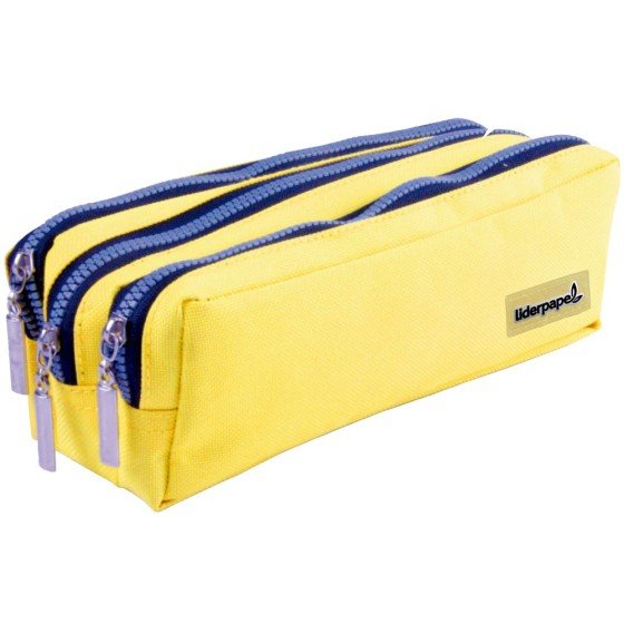 Bolso escolar liderpapel portatodo rectangular 3 bolsillos amarillo pastel 185x80x70 mm