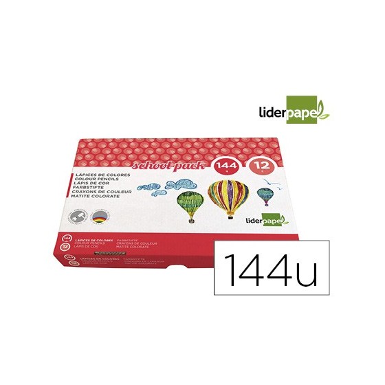 Lapices de colores liderpapel school pack de 144 unidades 12 colores x 12 unidades