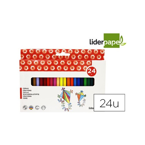 Lapices cera liderpapel caja de 24 unidades colores surtidos