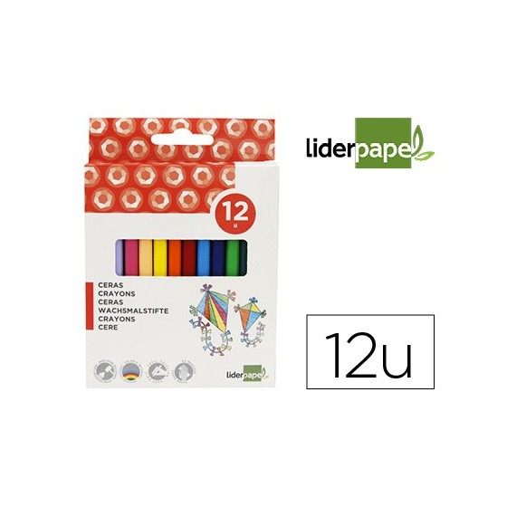 Lapices cera liderpapel caja de 12 unidades colores surtidos