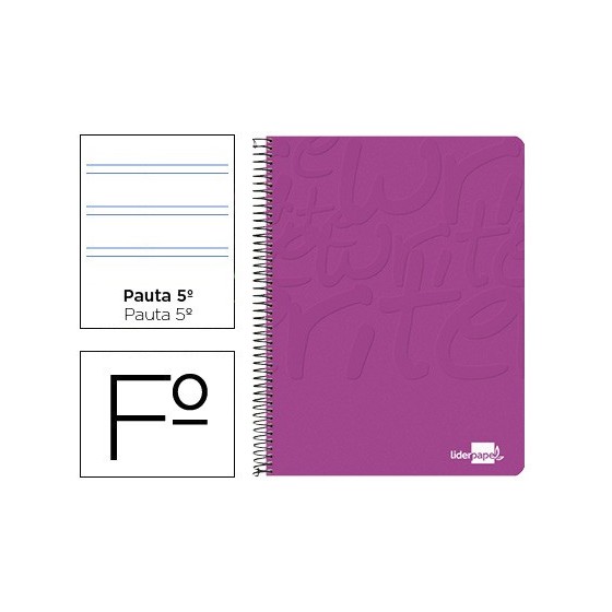 Cuaderno espiral liderpapel folio write tapa blanda 80h 60gr pauta 2,5 mm con margen color rosa