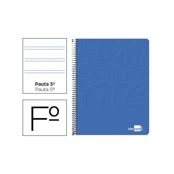 Cuaderno espiral liderpapel folio write tapa blanda 80h 60gr pauta 2,5 mm con margen color azul