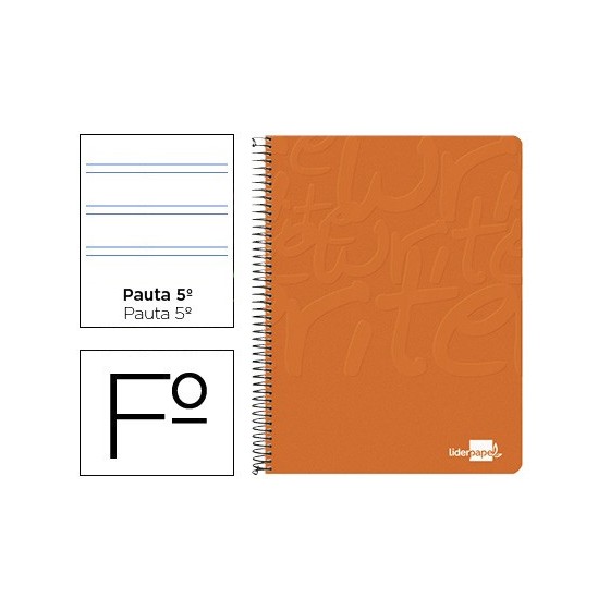 Cuaderno espiral liderpapel folio write tapa blanda 80h 60gr pauta 2,5 mm con margen color naranja