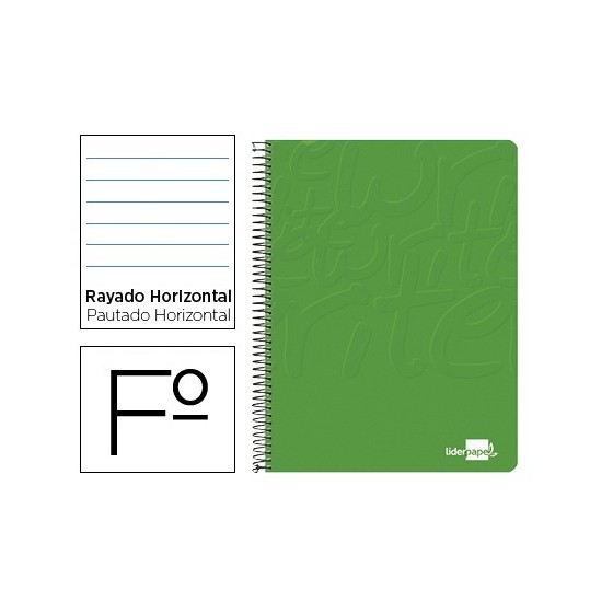 Cuaderno espiral liderpapel folio write tapa blanda 80h 60gr horizontal con margen color verde