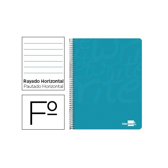 Cuaderno espiral liderpapel folio write tapa blanda 80h 60gr horizontal con margen color turquesa