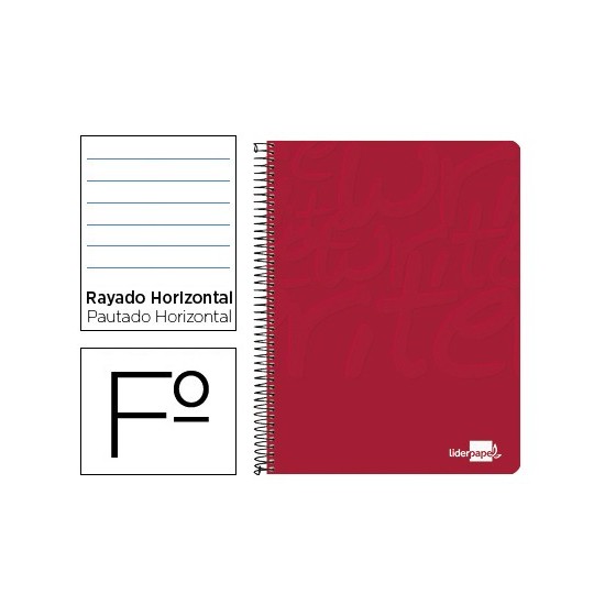 Cuaderno espiral liderpapel folio write tapa blanda 80h 60gr horizontal con margen color rojo