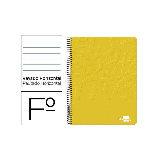 Cuaderno espiral liderpapel folio write tapa blanda 80h 60gr horizontal con margen color amarillo