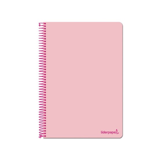 Cuaderno espiral liderpapel folio write tapa blanda 80h 60gr cuadro 4mm con margen color rosa