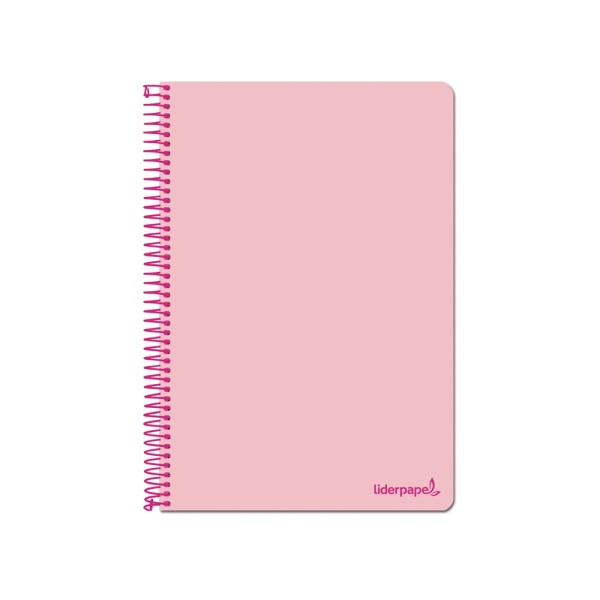 Cuaderno espiral liderpapel folio write tapa blanda 80h 60gr cuadro 4mm con margen color rosa