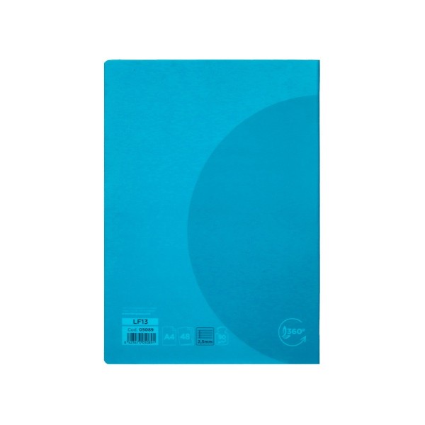 Libreta liderpapel 360 tapa de plastico a4 48 hojas 90g/m2 pauta 5 2,5mm con margen colores surtidos