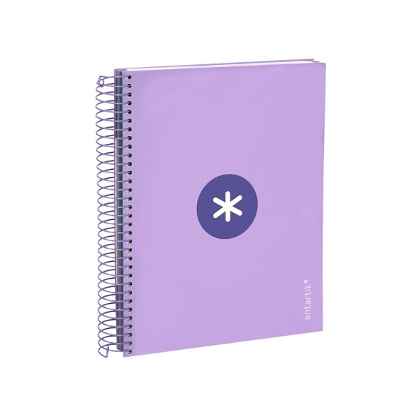 Cuaderno espiral liderpapel a5 micro antartik tapa forrada120h 100 gr cuadro 5mm 5 banda6 taladros color lavanda