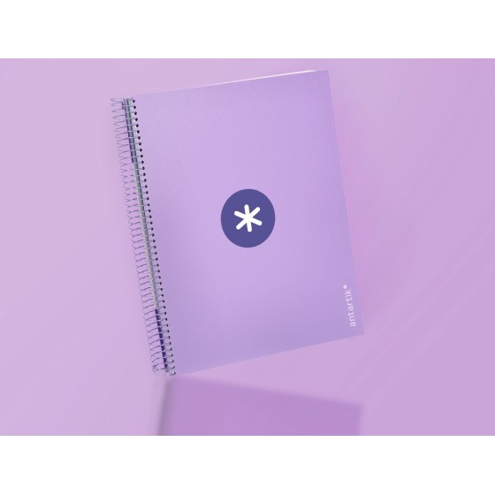 Cuaderno espiral liderpapel a4 micro antartik tapa forrada120h 100 gr cuadro 5mm 5 banda4 taladros color lavanda