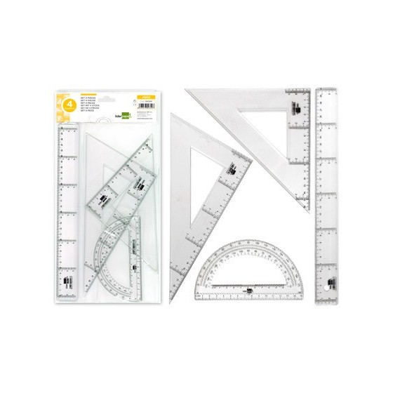 Juego escuadra y cartabon 25cm regla 30cm y semicirculo 15cm liderpapel en petaca incolora