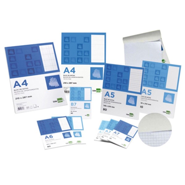 Bloc notas liderpapel cuadro 4mm a4 80 hojas 60g/m2 perforado