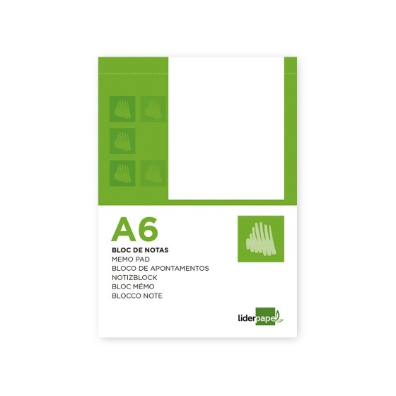 Bloc notas liderpapel liso a6 80 hojas 60g/m2 perforado