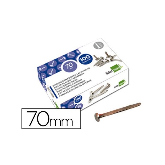Encuadernadores liderpapel niquelados n.12 70 mm caja de 100 unidades