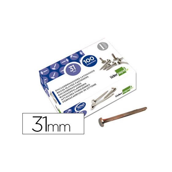 Encuadernadores liderpapel niquelados n.7 31 mm caja de 100 unidades
