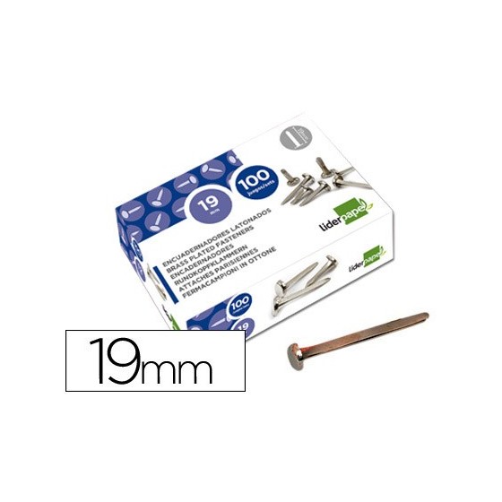 Encuadernadores liderpapel niquelados n.3 19 mm caja de 100 unidades