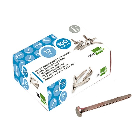 Encuadernadores liderpapel niquelados n.3 19 mm caja de 100 unidades