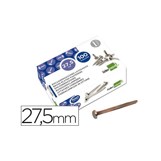 Encuadernadores liderpapel niquelados n.6 27,5 mm caja de 100 unidades