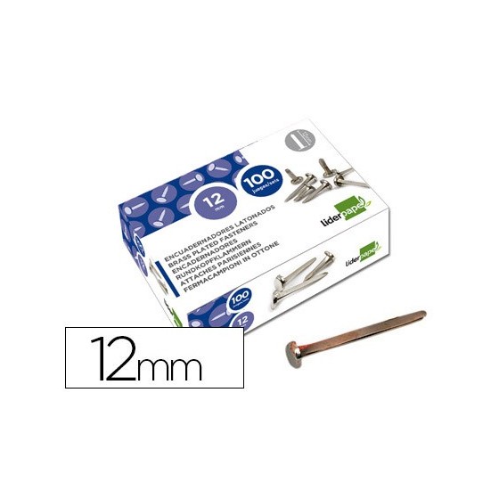 Encuadernadores liderpapel niquelados n.0 12 mm caja de 100 unidades