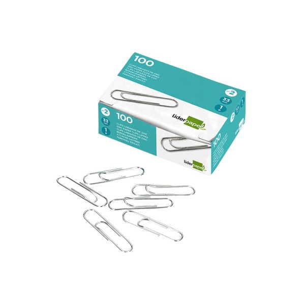 Clips liderpapel nº2 labiados 33 mm caja de 100 unidades