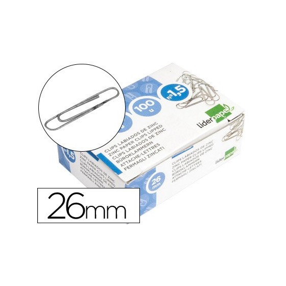Clips liderpapel nº1,5 labiados 26 mm caja de 100 unidades