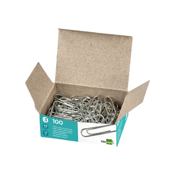 Clips liderpapel nº3 labiados 43 mm caja de 100 unidades