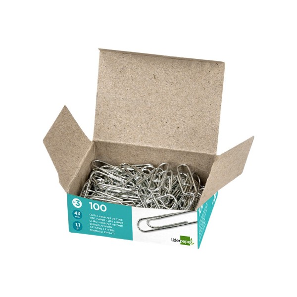 Clips liderpapel nº3 labiados 43 mm caja de 100 unidades