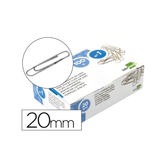 Clips liderpapel nº1 labiados 20 mm caja de 100 unidades