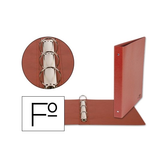 Carpeta de 4 anillas 25mm redondas liderpapel folio carton cuero