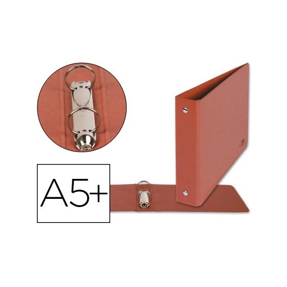 Carpeta de 2 anillas 40mm redondas liderpapel cuarto apaisado carton cuero