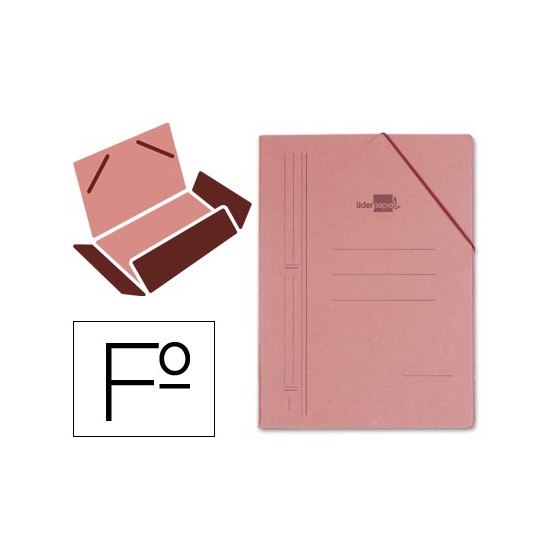 Carpeta liderpapel gomas folio 3 solapas carton compacto cuero